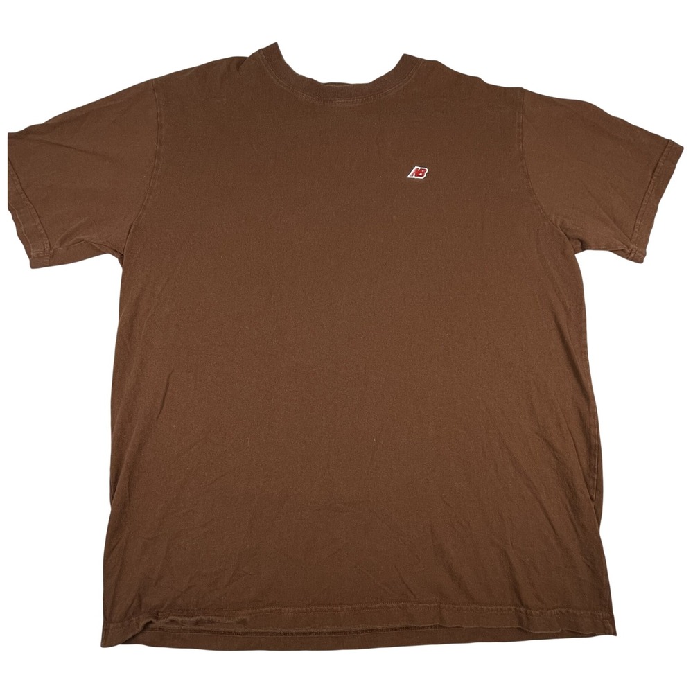 New Balance T-Shirt Men XLT Brown Retro‎ Short Sleeve Made in USA Cotton Logo